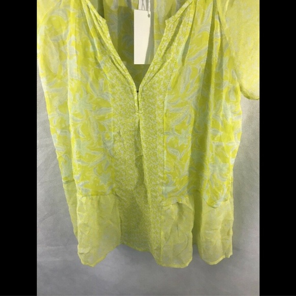 NWT $228 Joie 'Anerae'‎ Silk Top Yellow-Lime [SZ Medium ] - Picture 5 of 8